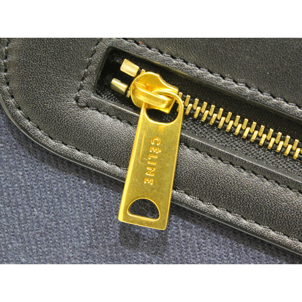 CELINE Trapeze Black Navy Blue Beige Tan Leather Handbag Shoulder Bag - Picture 7 of 7